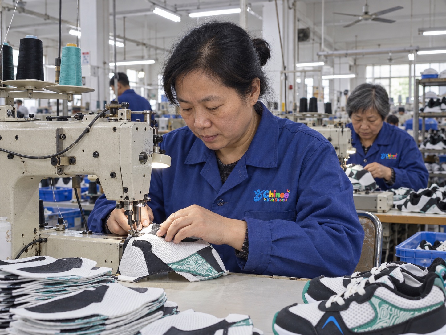 Upper Stitching — Chinee Kids Shoes manufacturing illustration