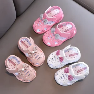 0-1-2-3 Year Old Summer Infants and Young Children’s Soft Soled Walking Shoes Baby Baotou Sandals Girl Little Princess