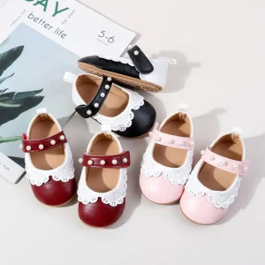 0-1 Year Baby Girl Princess Shoes Pearl Embellished Casual Infant Spring Autumn Pre Walker Shoes