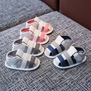 0-1 Year Old Baby Shoes Summer Sandals Hook & Loop Closure Synthetic Leather Soft Sole Non Slip Toddler Shoes 3-12 Months Unisex