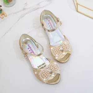 005 High Quality Fashion Girl Shoes Flats High Heel Children Girls Kids Dress Show Shoes Girls Wedding Shoes