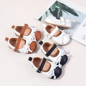 1 Year Old Baby Princess Party Shoes Spring Summer Girls’ Indoor Non Slip Soft Soled Pre Walkers with Velcro Closure Shoes