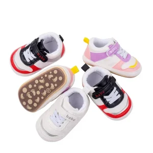 12 36 Months Artificial PU Waterproof Anti Slip Rubber Toddler Shoes Hook & Loop Closure Exercise Style Fashion Breathable