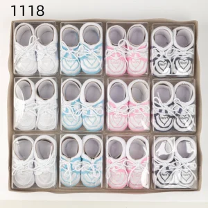 12 Pairs Newborn Baby Shoes in Gift Box Soft Sole Anti slip Infants Toddlers Baptism Christening