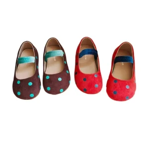 2 10y Children Girls Spring Cosy Microfiber Ballerina Shoes Kids Toddler Baby Soft Elastic Band Cute Polk Dot Ballet Flats for