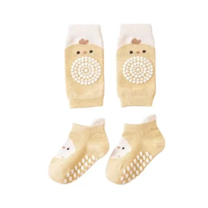 2 Piece Children Knee Pads Socks Set Spring Autumn Cotton Newborn Baby Grip Floor Socks Cartoon Animal Pattern Baby Shoes Socks