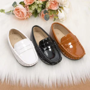 21-33 Boys Kid Shoes Kids’ Leather Shoes Boys’ Beanie Loafer Shoes for Three Colors