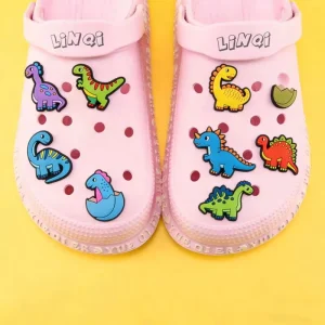 2D Cartoon Dinosaur PVC Clog Charms Jurassic Theme Shoe Pins Kids Clogs DIY Gifts