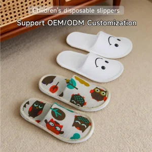 3 5 Star Hotel Disposable Children’s Slippers Eco Friendly Thickened Bottom Non Slip Cartoon Design Coral Fleece Comfort Travel