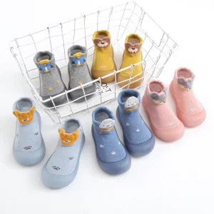 3D Animal Cotton Knitted Anti Slip Rubber Sole Toddler Sock Shoes for Baby Girls & Boys Pre Walker