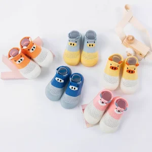 3D Cartoon Summer Mesh Rubber Sole Toddler Sock Shoes Organic Fabric Slipper for Walk Learning Baby Girl Boy Shoes