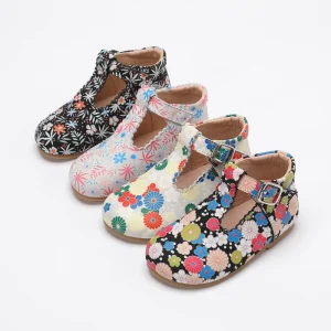 3D Floral Print Toddler Girls Mary Jane Dress Shoes Ballet Flats for Party Kids School Shoes