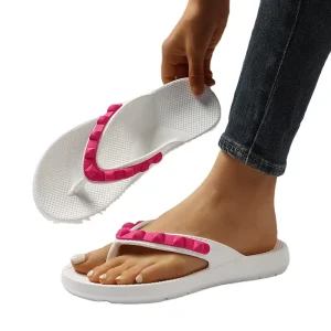 3D Rubber Charms Strap Arch Support Orthotics Flip Flops Slipper Women Summer Beach Casual Shoes for Girls