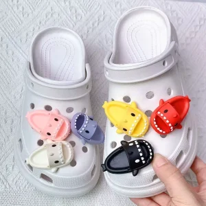 3D Soft PVC Sharkslide Shoe Charms Set Funny Clog Decorations DIY Personalized Sandal Accessories for Children Gift