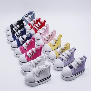 5cm Shoelace Tied Canvas Doll Shoes Keychain Pendant Toy Soft Toy Model Toy for 1 6 Dolls Kids Playing