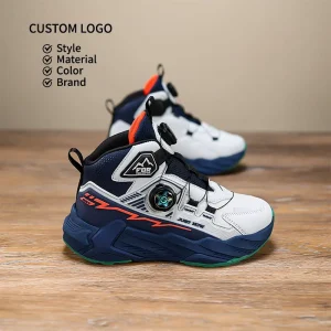 603018 Spring/Fall Boys’ Basketball Shoes Waterproof Anti-Slip Durable Leather Upper Athletic Shoes for Kids