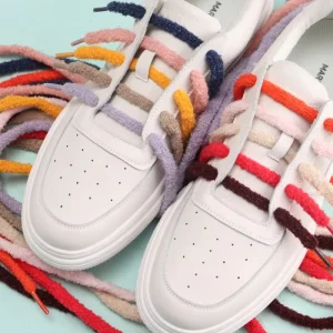 8mm Wide Colorful Kid Plush Sneaker Shoe Laces Fuzzy Fluffy Shoelaces Furry Lace for Shoes