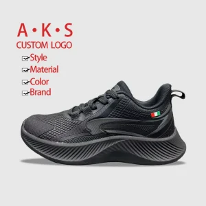 AKS Factory ODM OEM Custom Soft Sole Anti slip Toddler Kids Shoes BLACK Sport Shoe Children Sneakers for Boys