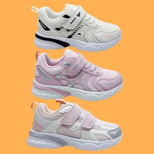 Accept Customization Kids Sports Shoes Breathable Mesh Velcro Girls Casual Sneakers