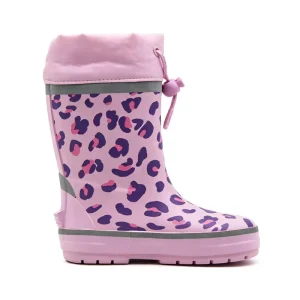 Adjustable Drawstring Kids Rubber Boots Natural Rubber Warm Plush Lined All season Customizable Height Rain Boots