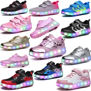Adjustable Kids LED Roller Skate Shoes with Wheels Glowing Boys and Girls Running Shoes