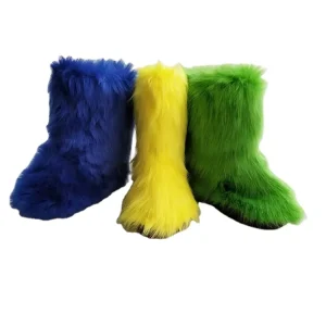 Adults Kids Fur Boots Furry Boot for Women and Men Warm comfort Winter Outside Wear Shoes in Big Sizes