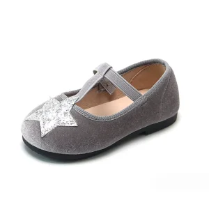 Ailin ALBB1196 Buckle Strap Kid Mary Jane Flats Hard Sole Candy Suede Star T Bar Children Dress Shoes Spring Autumn Winter