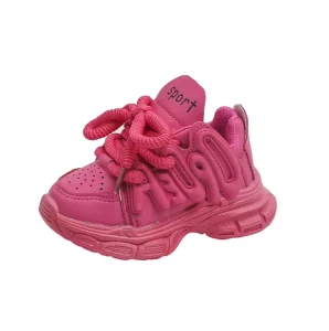 Ailin New Children’s Solid Color Thick Soled Chunky Sneaker Boys and Girls Non slip Soft Sole Sports Shoes Baby Wear resistant