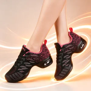 Air Cushion PU Sole Dance Shoes Blend Upper Lightweight Breathable Shockproof Professional Training & Competition Sneakers