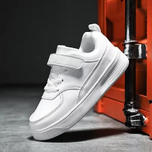 All Seasons Kids Sneakers Boys Girls Sports Casual Board Shoes White PU Upper EVA Midsole Zapatillas Casualer