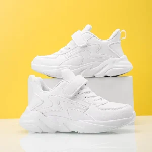 All White Shoes for Children Boys Classical Design Black Soft Kids Running Shoes Fashion Lightweight Sport Sneakers