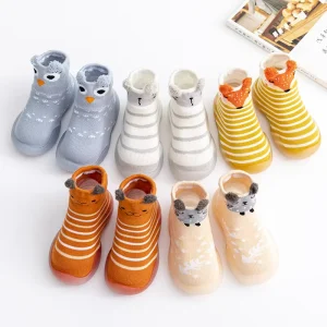 Animal Infant Toddler Breathable Lightweight Nonslip Cotton Sock Shoes Rubber Sole Cartoon Pattern for Baby Boys Girls