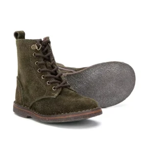 Ankle Cool Boys Girls Forest Green Suede Lace Up Hiking Boots Kids Faux Fur Boots