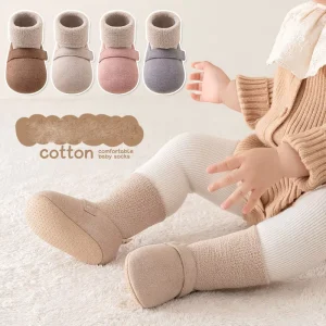 Anti-slip Baby Shoes Breathable Cartoon Soft Autumn Winter Knitted Casual Toddler Girls Boys Coral Fleece Warm Socks Newborn