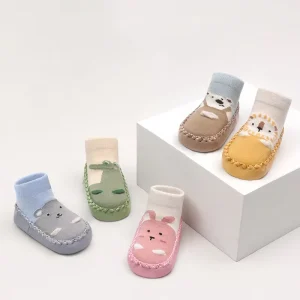 Anti slip Baby Walkiing Shoes Socks Glue for Infants Anti slip Boat Socks Low Cut Cartoon Leather Sole Socks