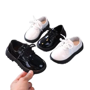 Anti-slip Flat Dress Shoes for Boys Kids Black Leather Formal Student School Shoes
