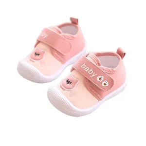Autumn 1-3-Year-Old Unisex Baby Canvas Shoes with Hook Loop Fastener Breathable Soft Bottom for Boys Girls Summer Toddler Shoes