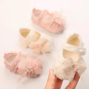 Autumn Baby Shoes Girl Princess Petal Toddler French Style Pink Beige Soft Sole Baby Girl Shoes
