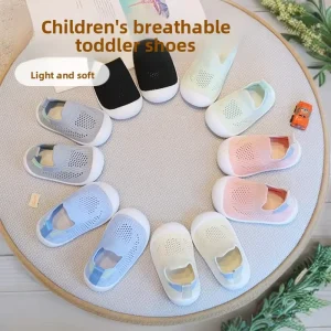 Autumn Baby Toddler Indoor Unisex 0-3 Years Plaid Hollowed-out Soft-Soled Non-Slip Breathable Sock Shoes