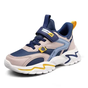 Autumn Boys Casual Sports Shoes Soft-Soled Basketball Running Shoes Mesh Leather Stitching Medium Slip-On
