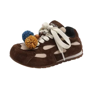 Autumn Children’s Training Big Boy’s Leather Casual Korean Style Red Forrest Gump Trendy Velcro Closure Cartoon Shoes