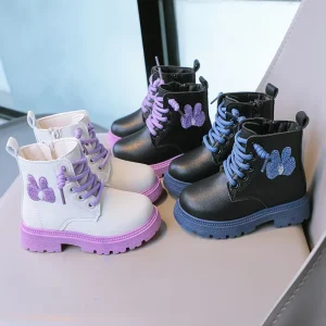 Autumn Fashion New Girls Children’s Leather Boots Single Casual Shoe Boots British Student Soft Soled Short Boots