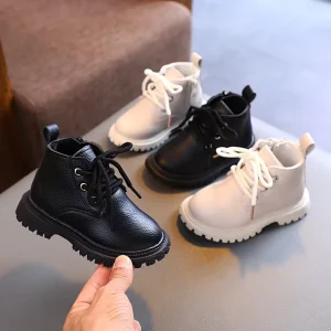 Autumn Kids Casual Zipper Solid Color Boy Girl Casual Boots