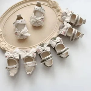 Autumn New Baby Lace Bow Single Shoes velcro Girls Princess Toddler Shoes Cute Baby Shoes