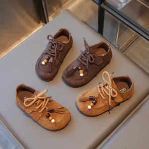 Autumn New Children’s Shoes Boys Canvas Lace-up Paillette Flat Platform Soft Fashion Double Color Comfortable Casual Shoes