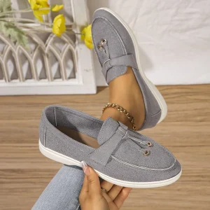 Autumn New European American Style Blue Loafers Women’s Casual Sports Flat Shoes in Plus Size Slip On Closure for Summer