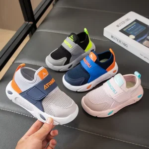 Autumn New Outdoor Casual Shoes for Kids Boys Girls Breathable Trendy Beach Sports Running Shoes with Velcro Closure