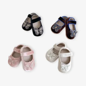 Autumn Newborn Baby Butterfly Shoes Infant Non Slip Wear Resistant Soft Shoes Baby Girls Shoes