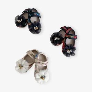 Autumn Newborn Baby Fashion Shoes Infant Non-Slip Wear-Resistant Soft Shoes Baby Girls Flower Solid Color Shoes