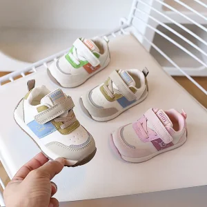 Autumn Spring Baby Walking Shoes Soft Sole Casual Boys & Girls School Sneakers Rubber Insole Hook Loop Closure